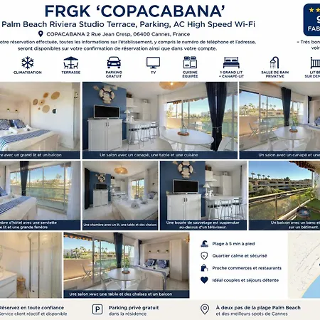 Frgk 'copacabana' Palm Riviera Terrace, Parking, Ac High Speed Wi-fi 公寓